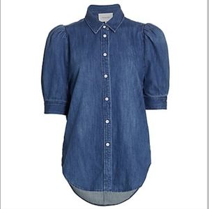 Frame Puffed Sleeve Denim Button Up